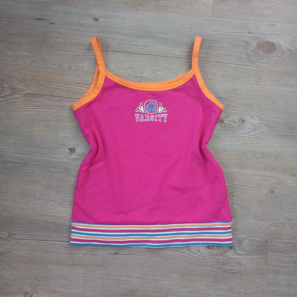 Y2K Sparkly Varsity Hibiscus Pink Summer Cami
